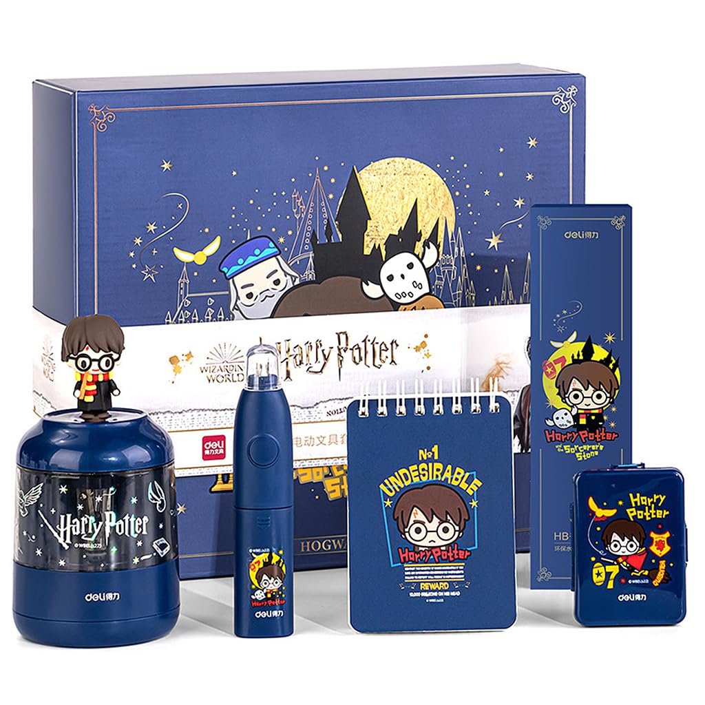 Climberty Student Stationeries Gift Box Set with Electric Pencil Sharpener, Electric Eraser & Eraser Refills, Desktop Vacuum, Note Book and Cartoon Stickers, Perfect School Kit Climberty Student Stationeries Gift Box Set with Electric Pencil Sharpener, Electric Eraser & Eraser Refills, Desktop Vacuum, Note Book and Cartoon Stickers, Perfect School Kit